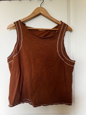 Rust Brown Boxy Tank with White Trim Size Small